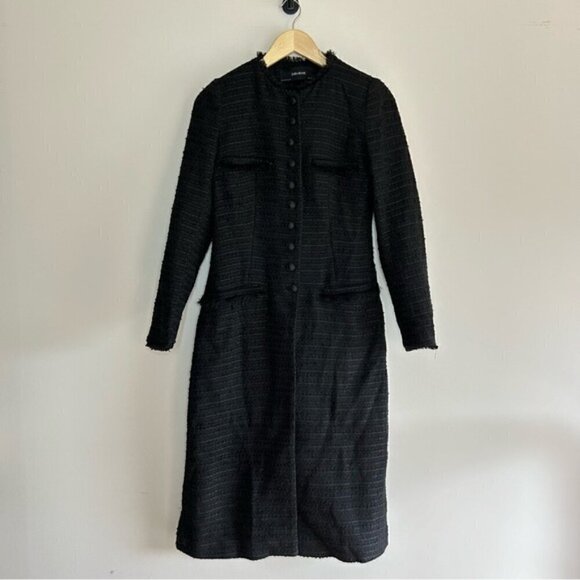 ZARA Tweed Military Button Down Jacket Black size S - Picture 7 of 9